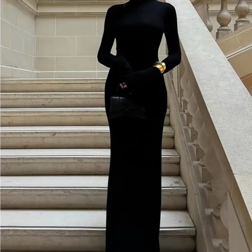 Women'S Elegant High Neck Dress Size 1X Blk NWOT - Picture 2 of 5